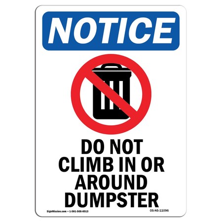 Signmission OSHA Notice, 5" Height, Do Not Climb In Or Sign With Symbol, 5" X 3.5", Portrait OS-NS-D-35-V-11096